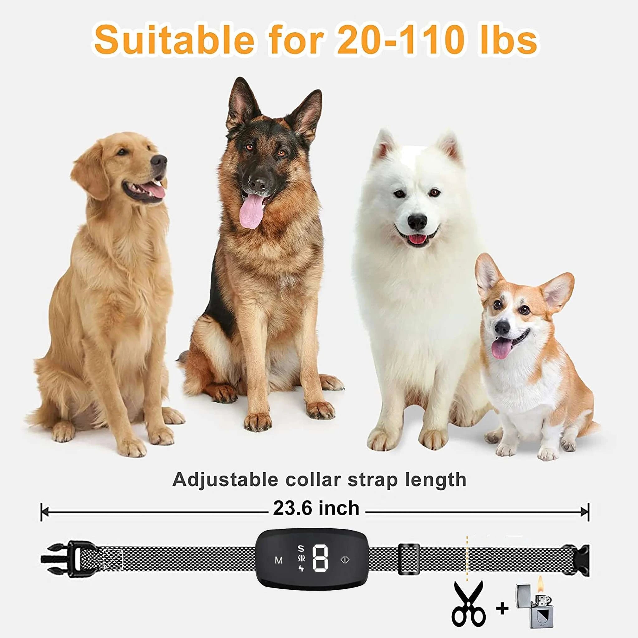 Smart Dog Bark Collar with 8 Sensitivity Levels Rechargeable-black