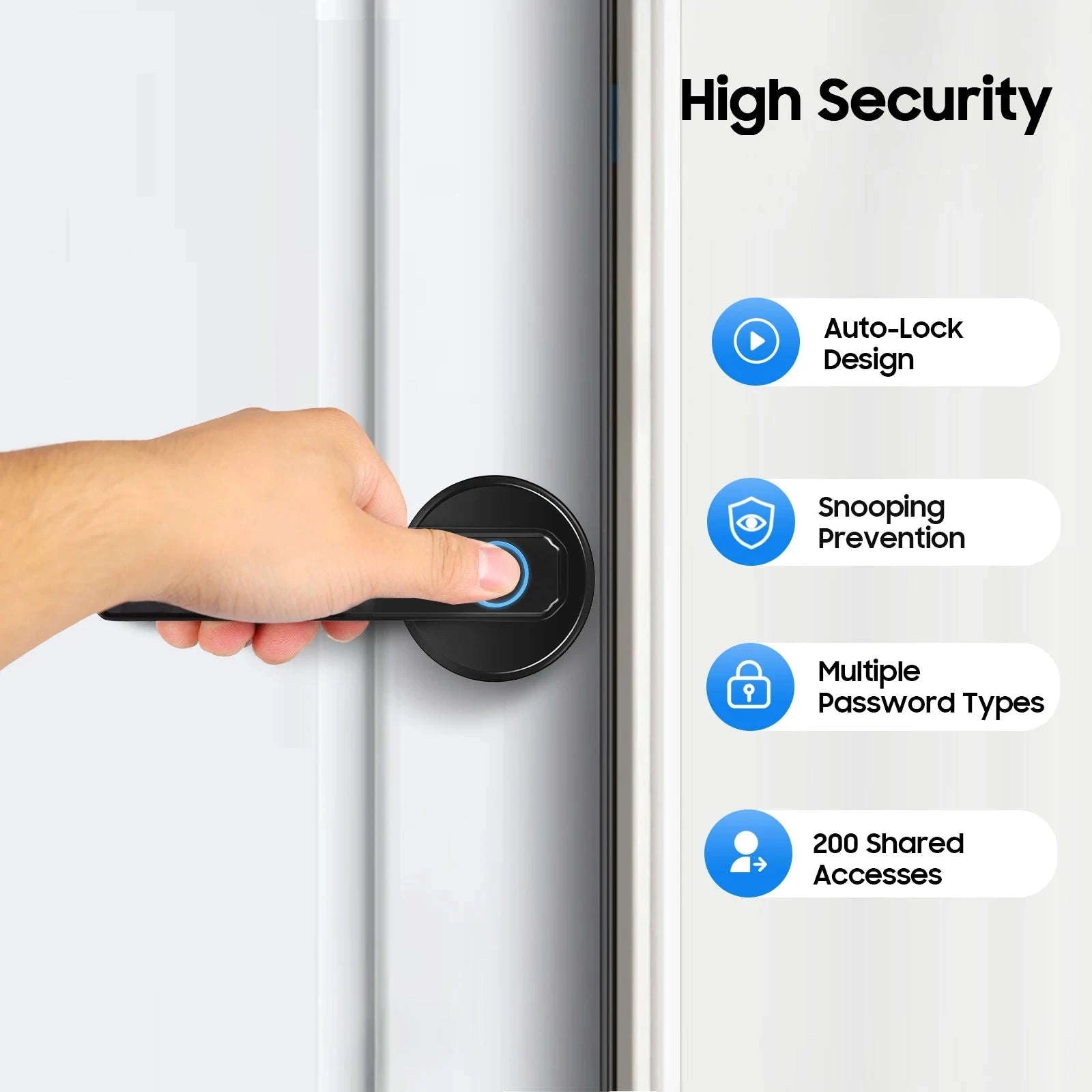 Smart Door Handle Lock with Fingerprint, Password, IC Card and Key Unlock-black / United States