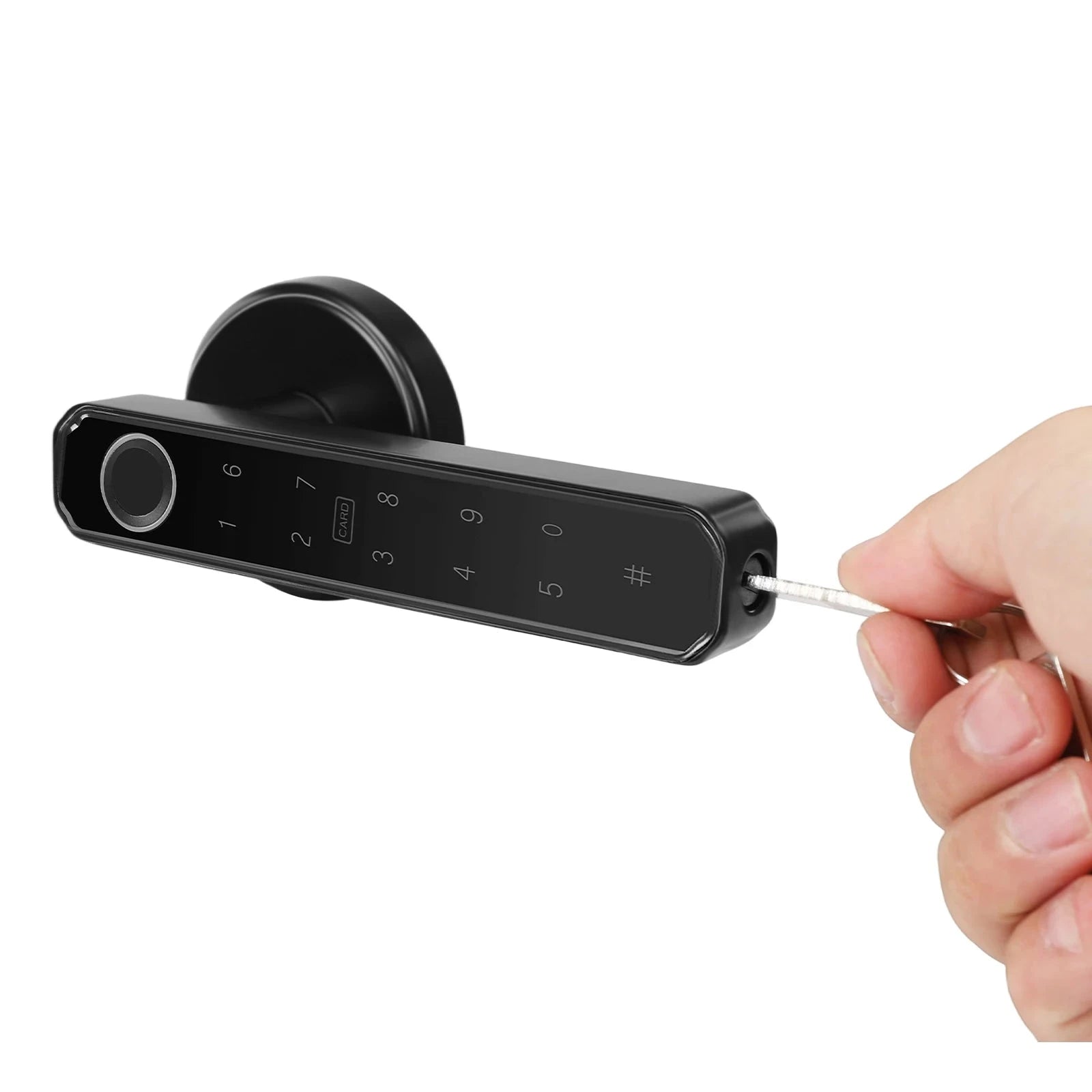 Smart Door Handle Lock with Fingerprint, Password, IC Card and Key Unlock-black / United States