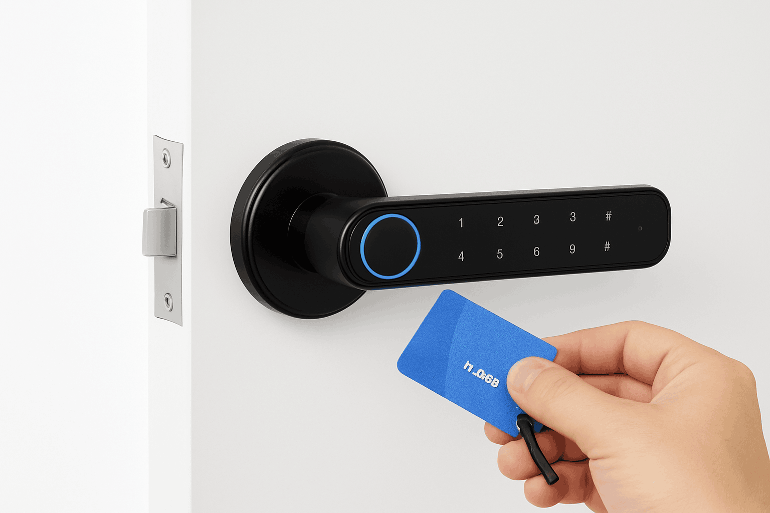 Smart Door Handle Lock with Fingerprint, Password, IC Card and Key Unlock-black / United States