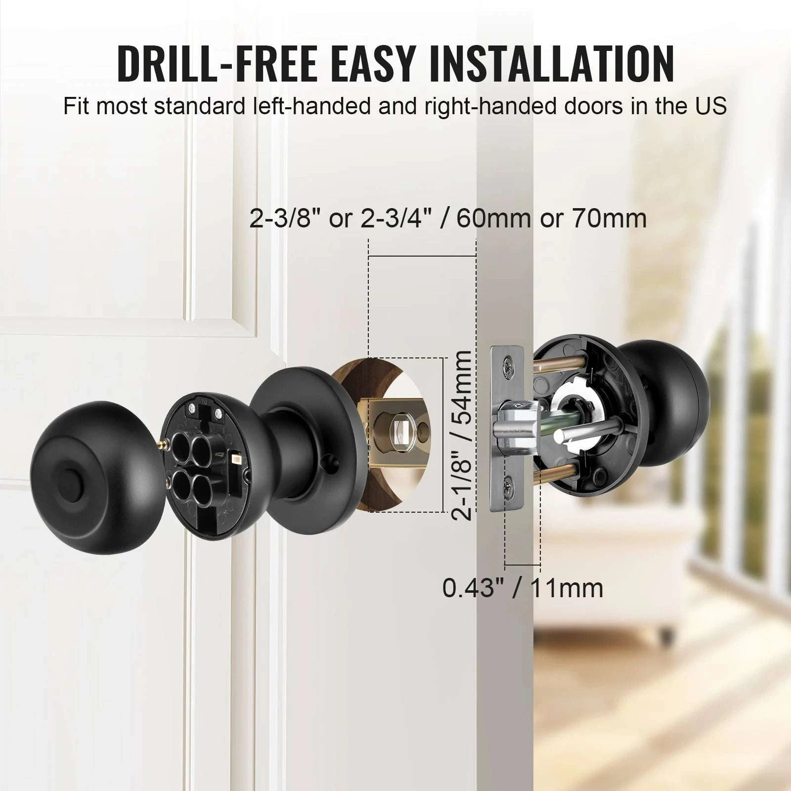 Smart Door Knob with Fingerprint & App Control Keyless Lock-35-50mm Door / United States