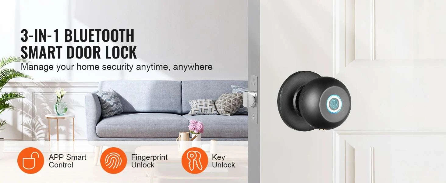 Smart Door Knob with Fingerprint & App Control Keyless Lock-35-50mm Door / United States