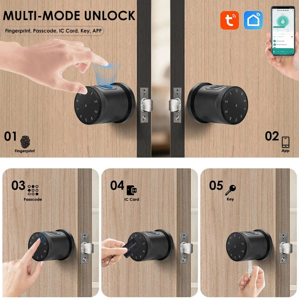 Smart Door Lock 5-in-1 Keyless Entry Deadbolt-black / United States