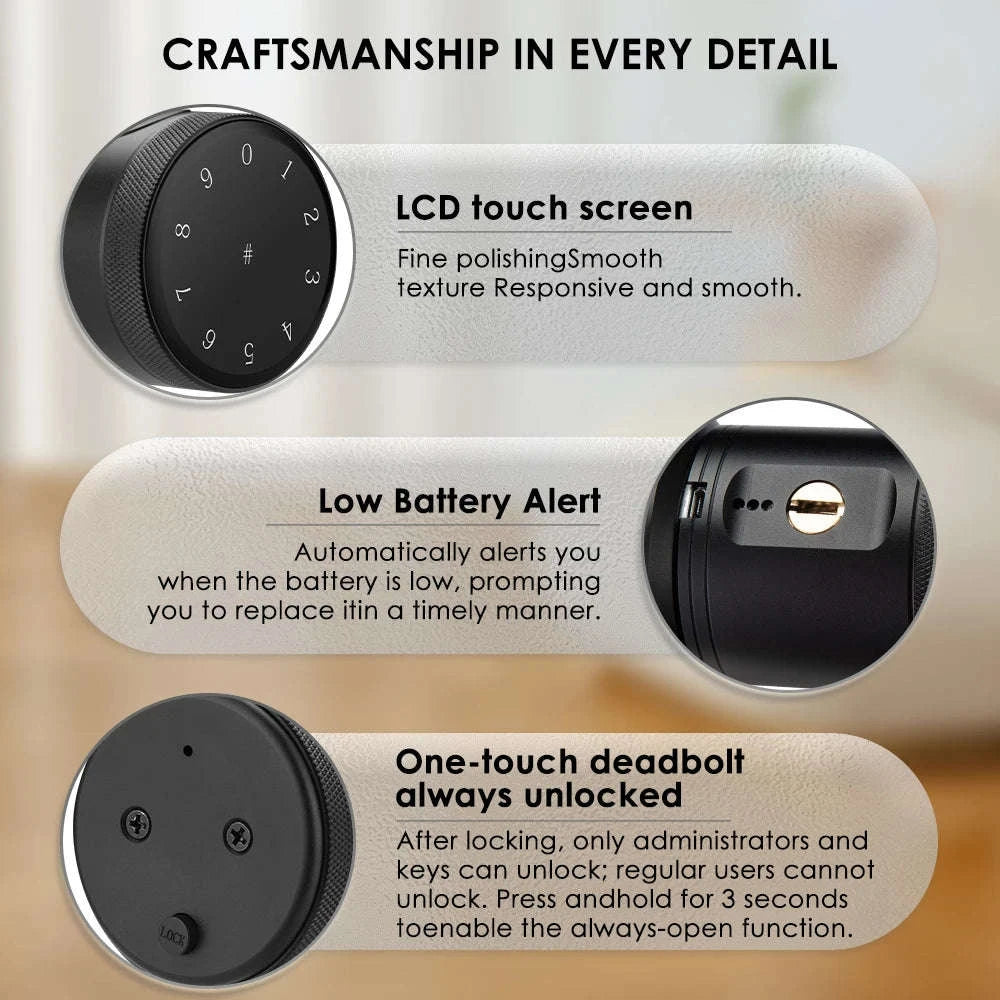 Smart Door Lock 5-in-1 Keyless Entry Deadbolt-black / United States