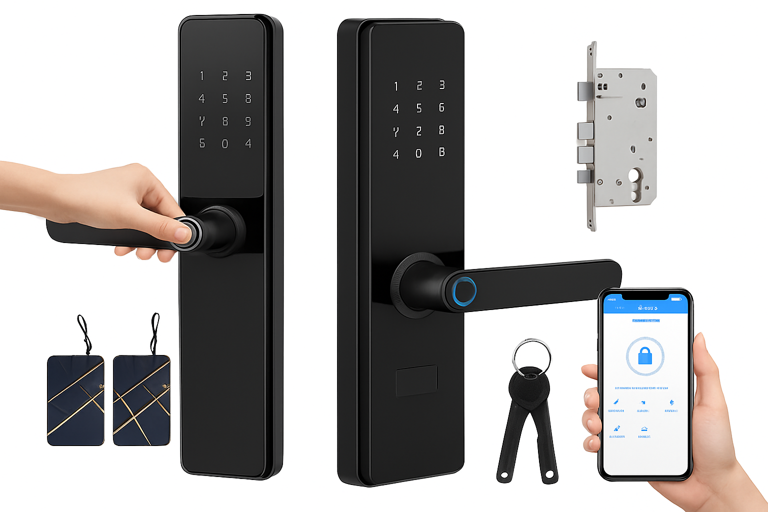 Smart Door Lock with Fingerprint, Password, Card and Remote Access