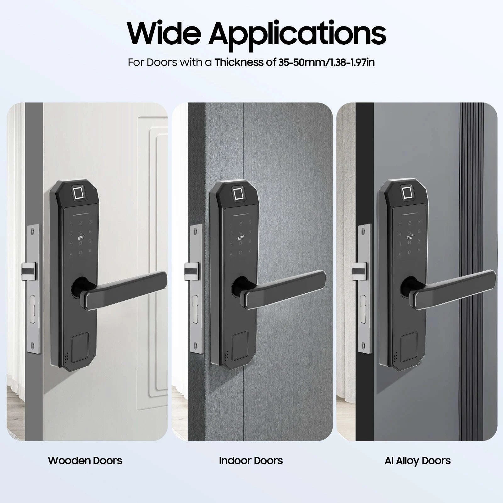 Smart Door Lock with 5 Unlock Methods for Home & Office-black / GERMANY