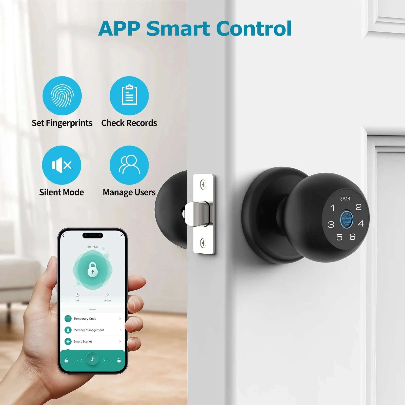 Smart Door Lock with Fingerprint, App Control & Touchscreen Keypad-United States