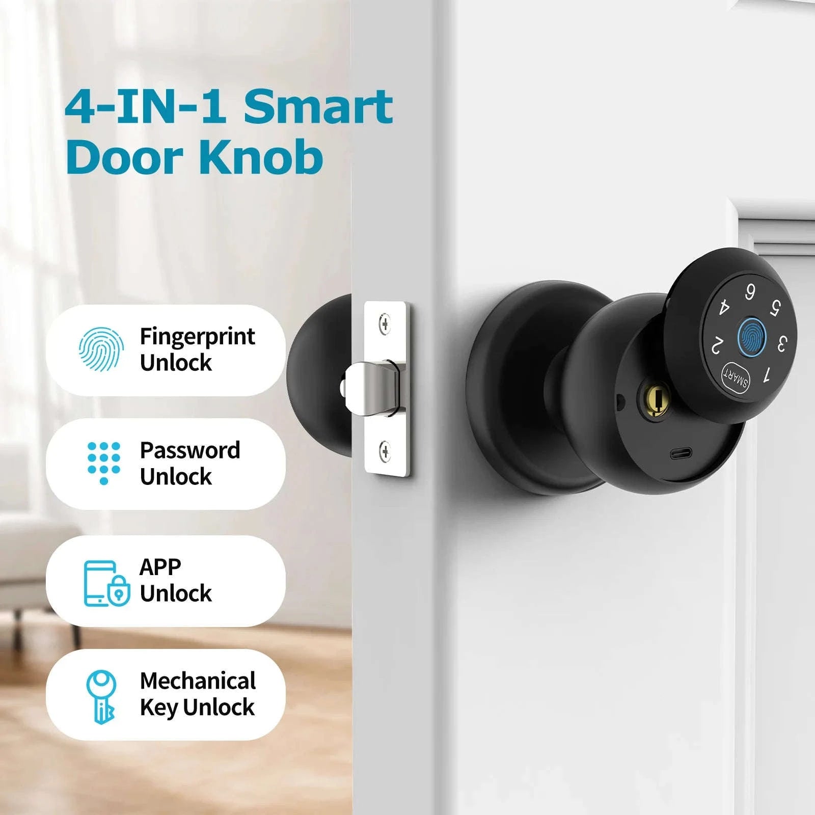 Smart Door Lock with Fingerprint, App Control & Touchscreen Keypad-United States