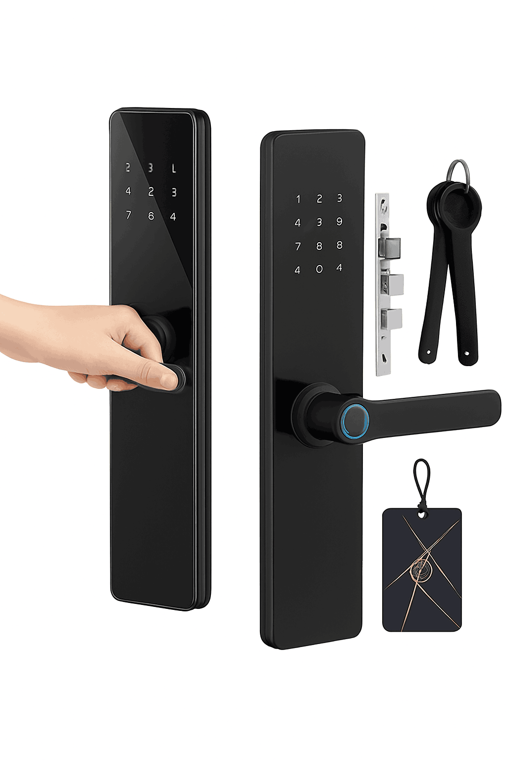 Smart Door Lock with Fingerprint, Password, Card and Remote Access-black / United States
