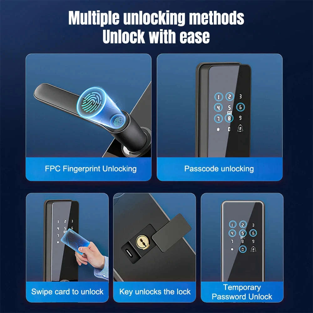 Smart Door Lock with Fingerprint, Password, Card and Remote Access-black / United States