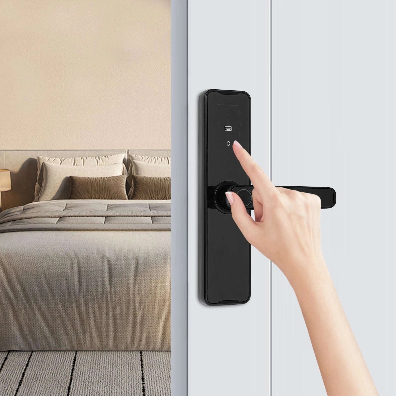 Smart Door Lock with Fingerprint & WiFi Access-black / GERMANY