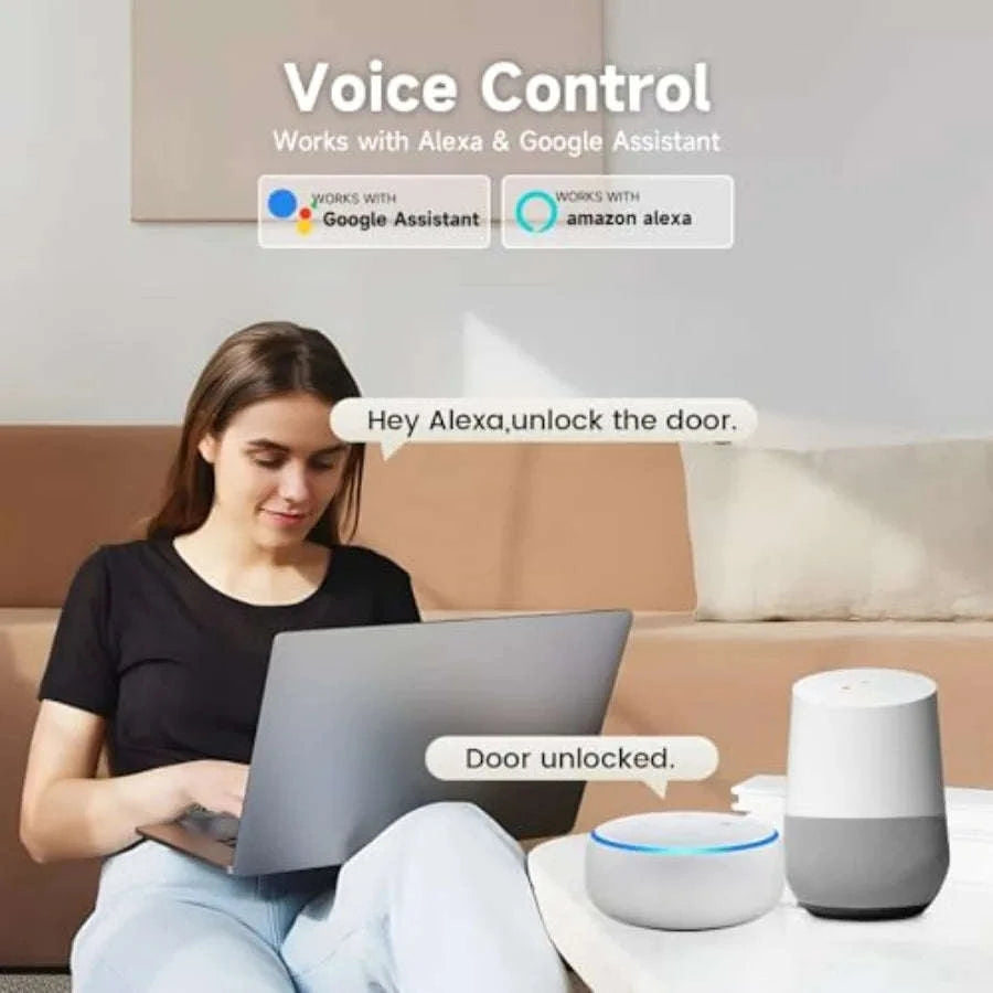 Smart Door Lock with Handle and Built-In WiFi-United States / Gray