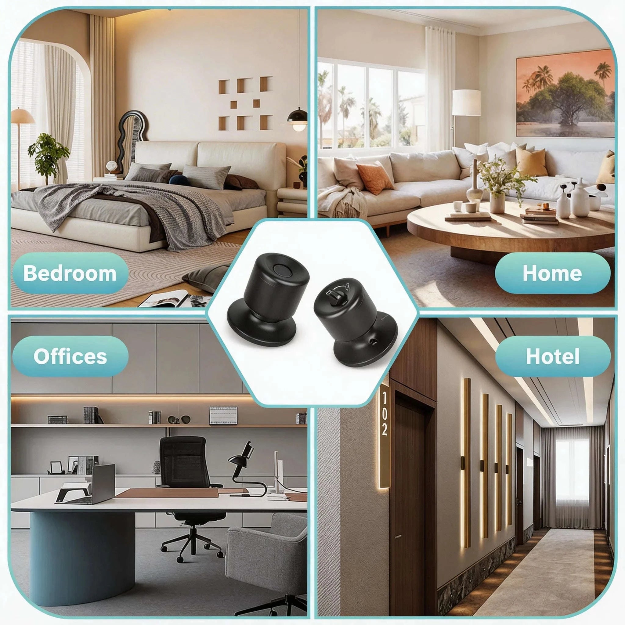 Smart Fingerprint Door Knob Lock with App Control-03BK / United States