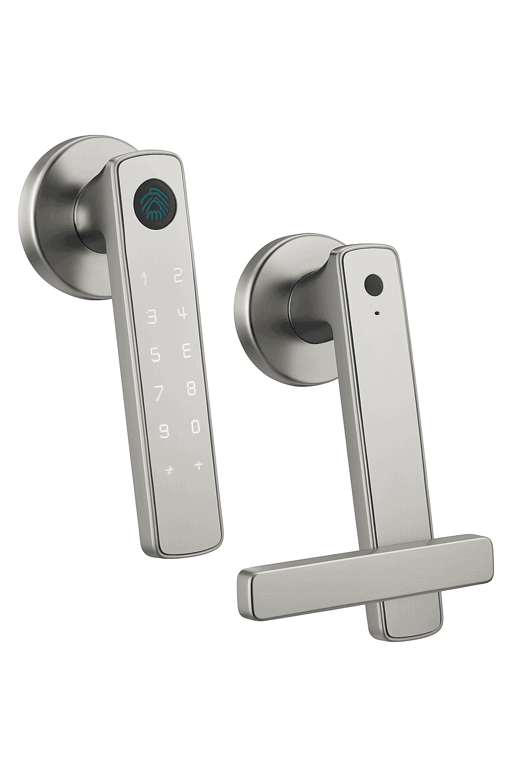 Smart Fingerprint Door Lock Handle 5-in-1 Keyless Entry-Silver / United States