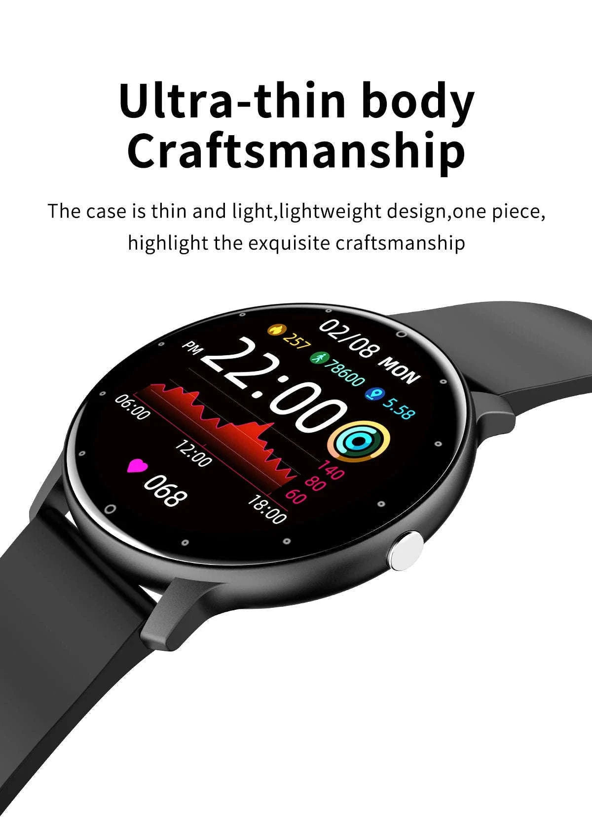 Smart Fitness Watch with Fitness Tracking and Notifications-Black