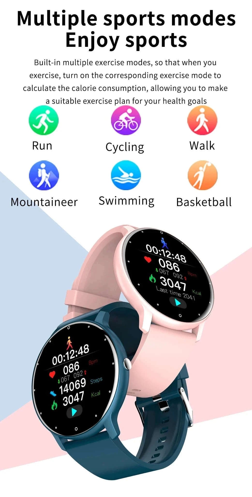 Smart Fitness Watch with Fitness Tracking and Notifications-Black