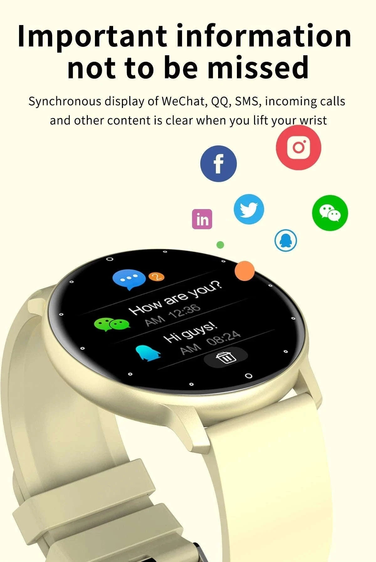 Smart Fitness Watch with Fitness Tracking and Notifications-Black