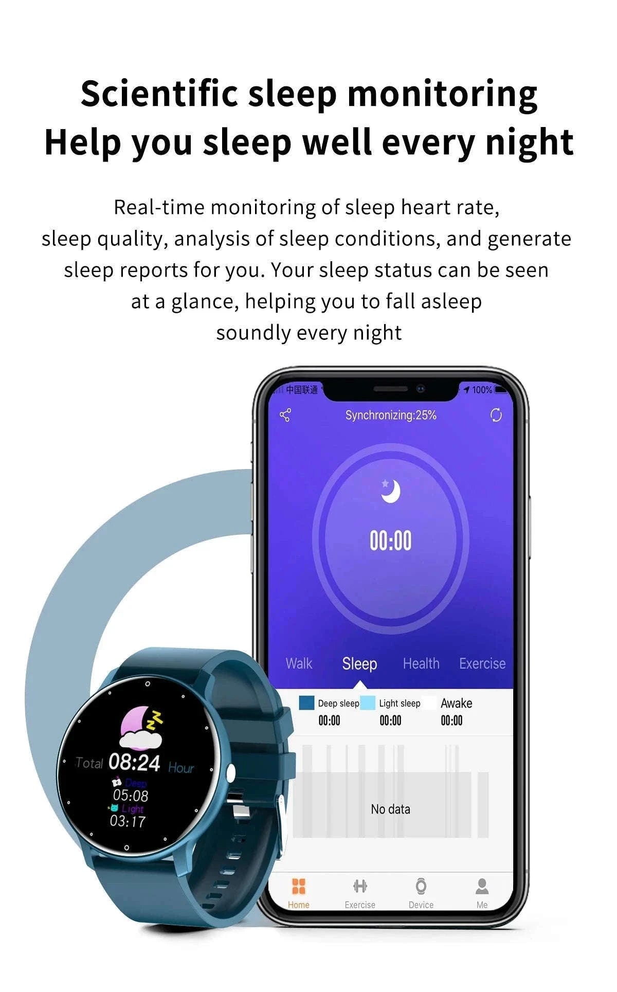 Smart Fitness Watch with Fitness Tracking and Notifications-Black
