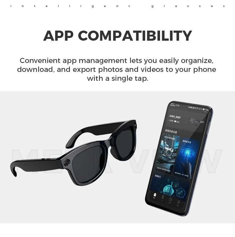 Smart Glasses with Camera, AI Translation & Bluetooth Audio M01-Anti blue light