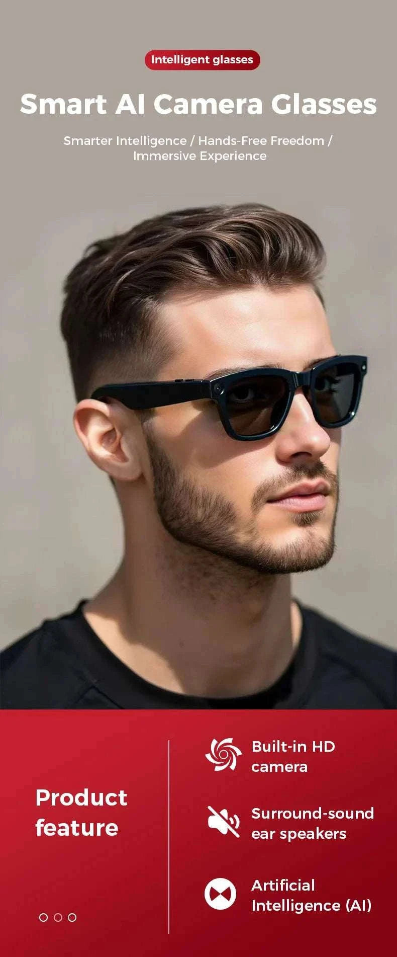 Smart Glasses with Camera, AI Translation & Bluetooth Audio M01-Anti blue light