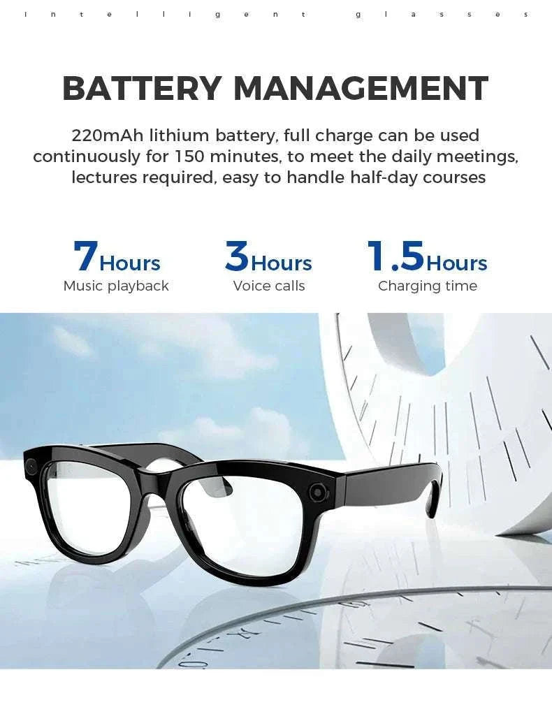 Smart Glasses with Camera, AI Translation & Bluetooth Audio M01-Anti blue light