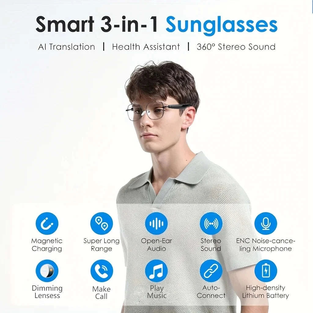 Smart Glasses with Real-Time Translation and Auto-Tinting Lenses-black / United States