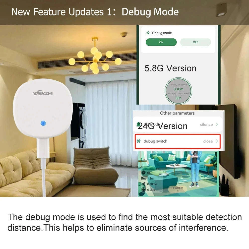 Smart Human Presence Sensor with mmWave Radar, ZigBee/WiFi, Lux Detection-Wi-Fi 5.8G Radar / China Mainland