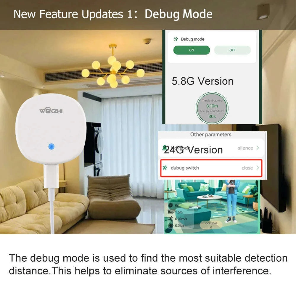 Smart Human Presence Sensor with mmWave Radar, ZigBee/WiFi, Lux Detection-Wi-Fi 5.8G Radar / China Mainland