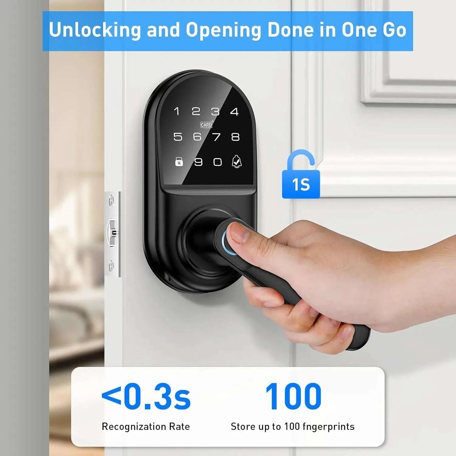 Smart Keyless Door Lock with Fingerprint, App Control & Doorbell-United States