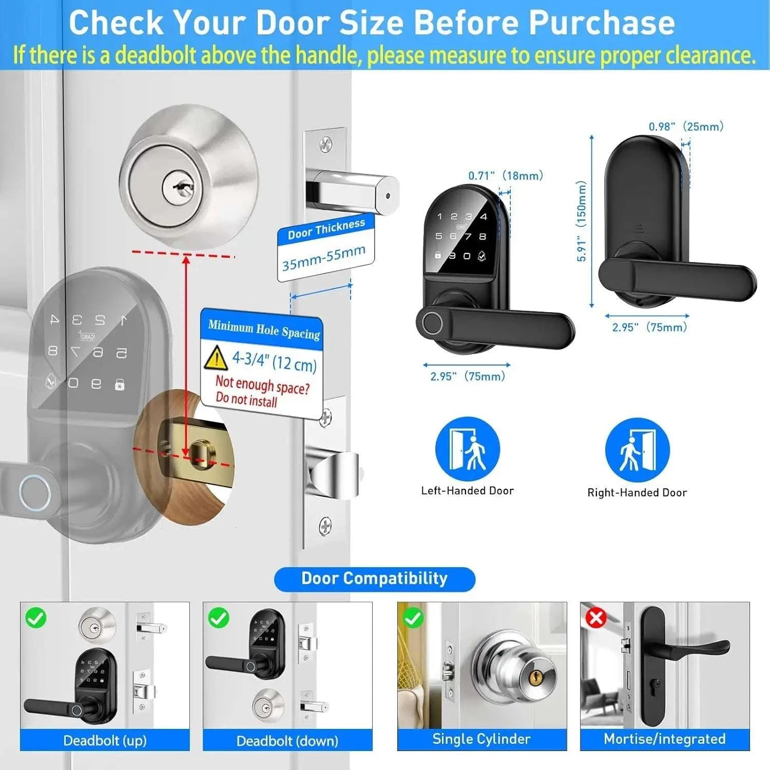 Smart Keyless Door Lock with Fingerprint, App Control & Doorbell-United States
