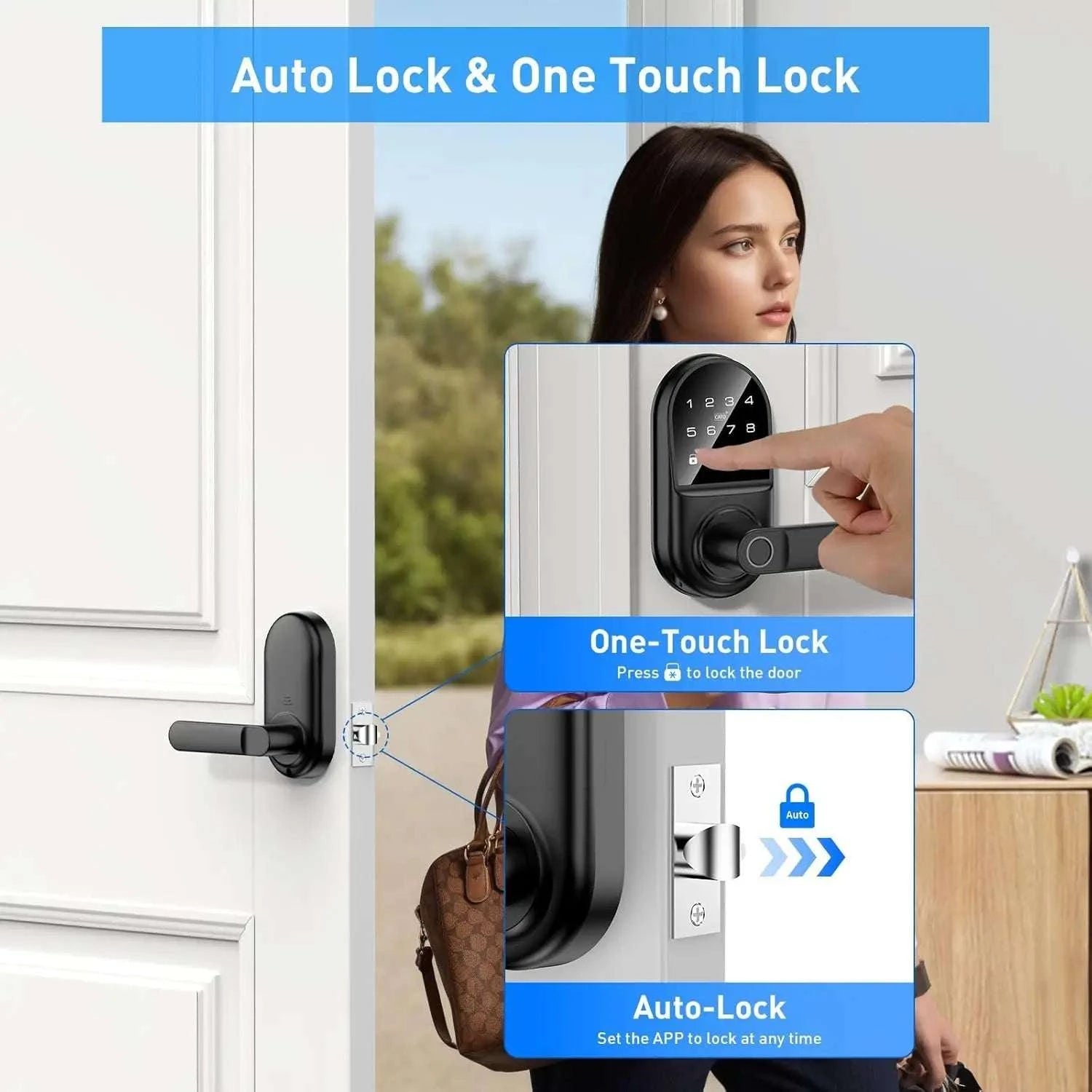Smart Keyless Door Lock with Fingerprint, App Control & Doorbell-United States