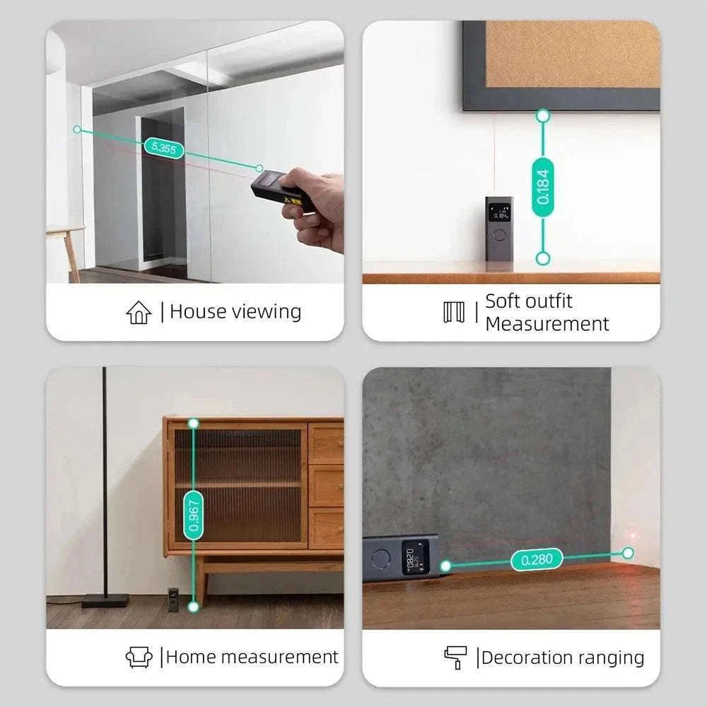 Smart Laser Distance Measure with App Control & LCD Display-GRAY