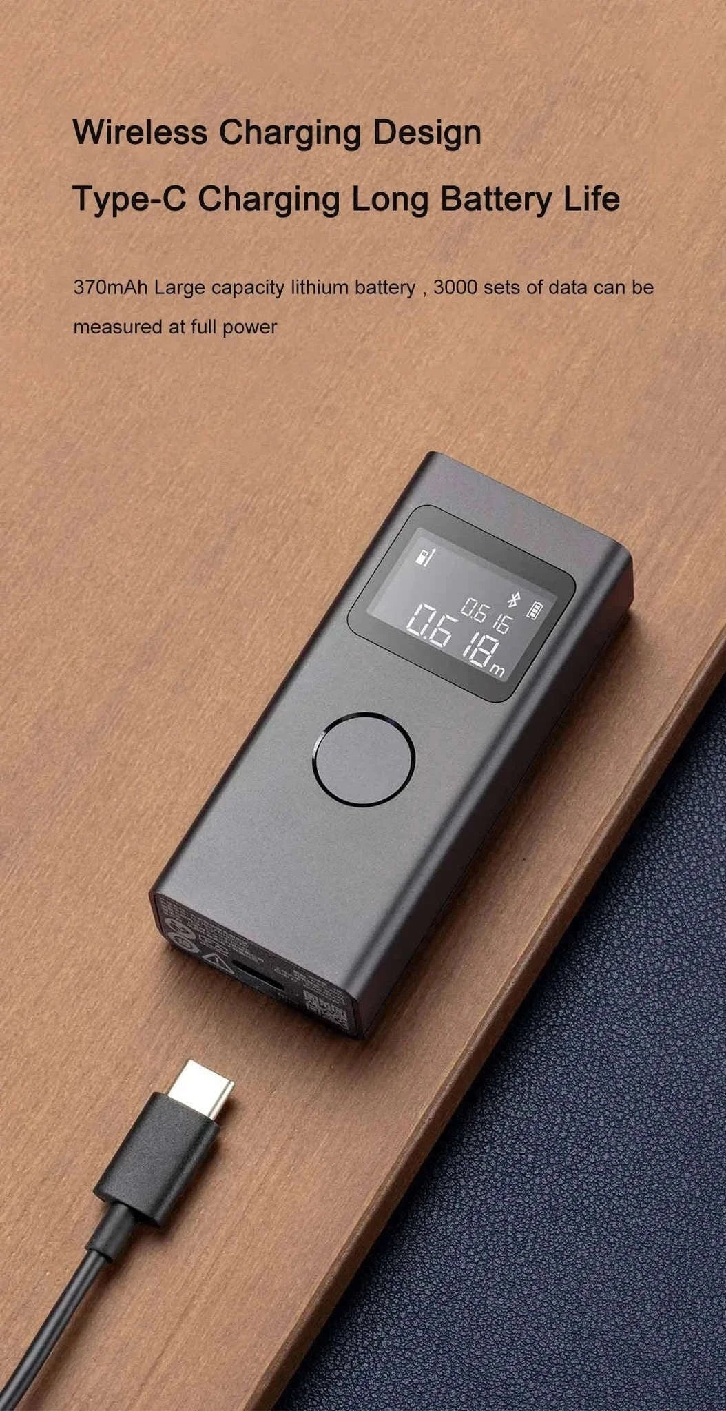 Smart Laser Distance Measure with App Control & LCD Display-GRAY