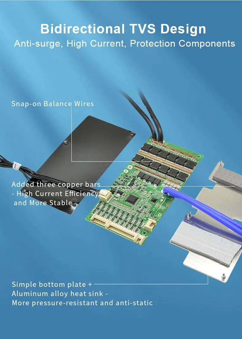 Smart LiFePO4 BMS with Bluetooth Balance Board 40A-100A for E-Bike-40A UART BT / 3.2V LFP / China Mainland