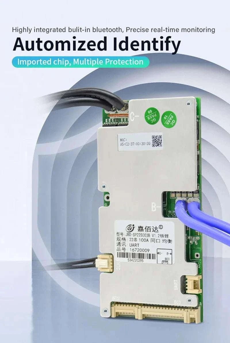 Smart LiFePO4 BMS with Bluetooth Balance Board 40A-100A for E-Bike-40A UART BT / 3.2V LFP / China Mainland