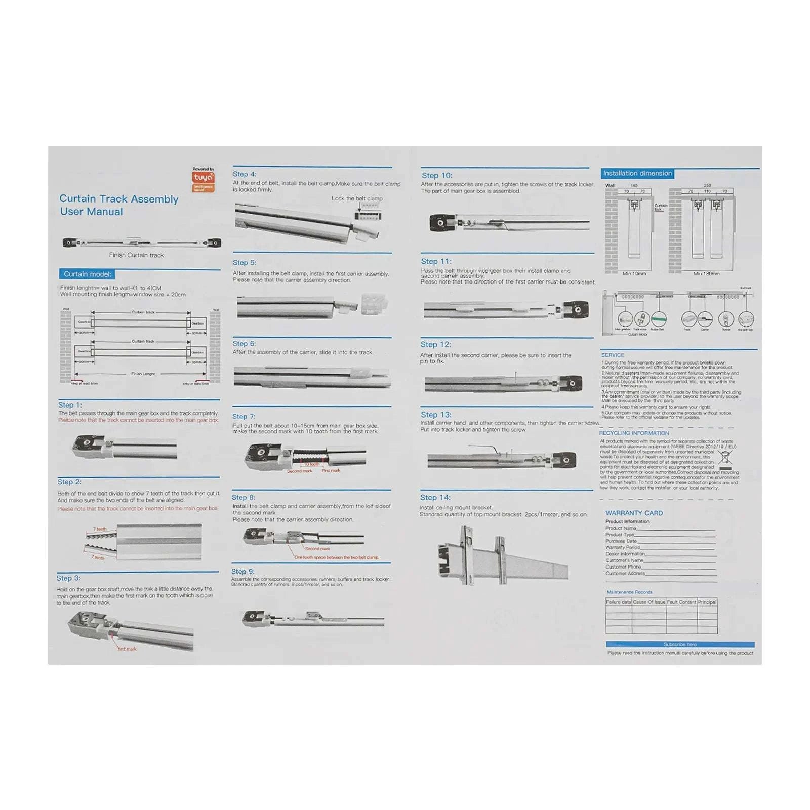Smart Motorized Curtain Track with Remote, Timer & Quiet 13ft Rail-