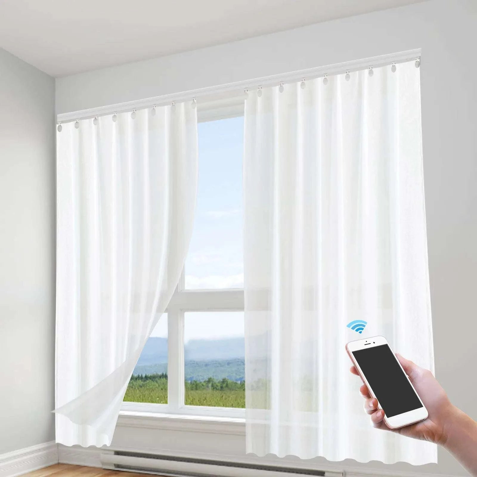 Smart Motorized Curtain Track with Remote, Timer & Quiet 13ft Rail-