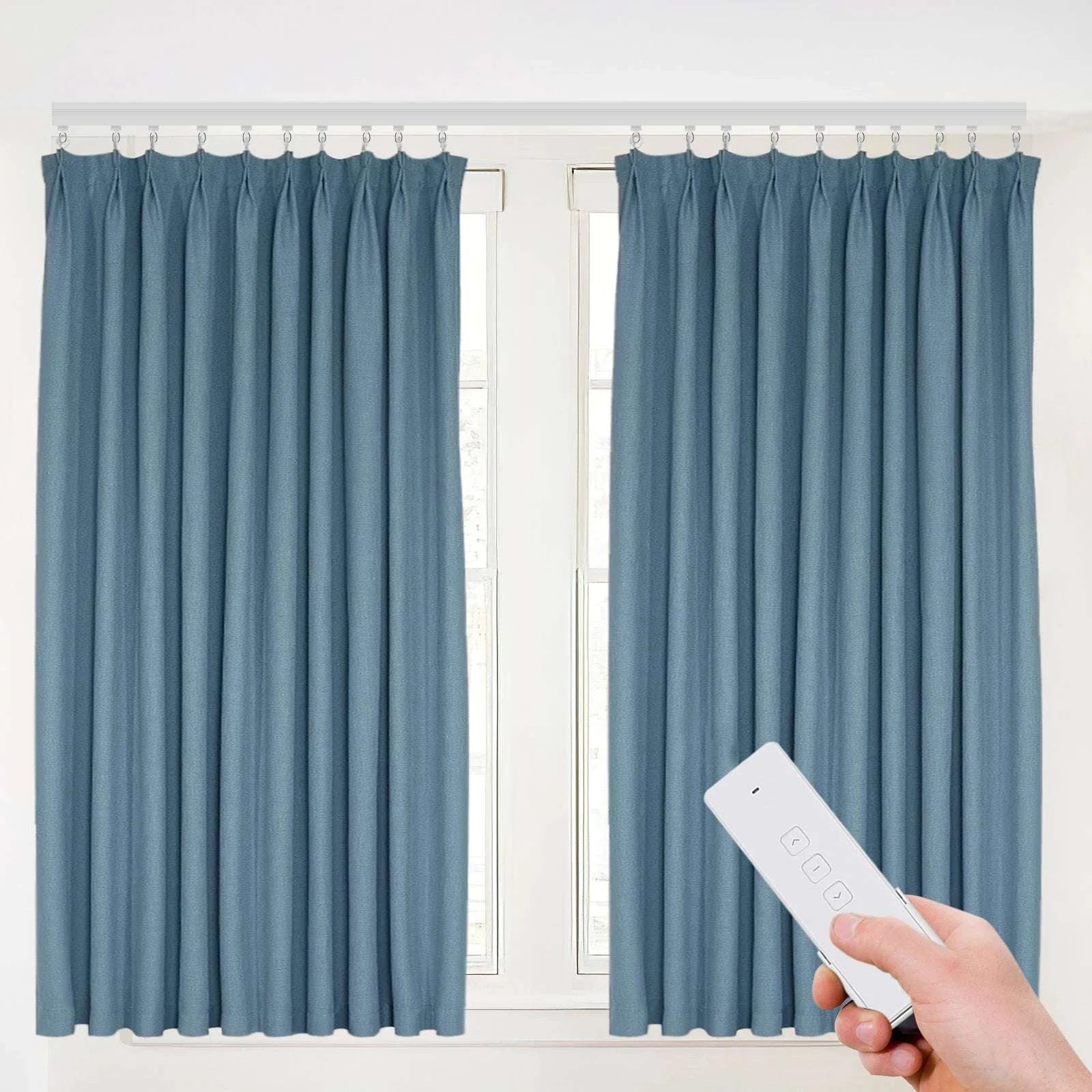 Smart Motorized Curtain Track with Remote, Timer & Quiet 13ft Rail-White / United States