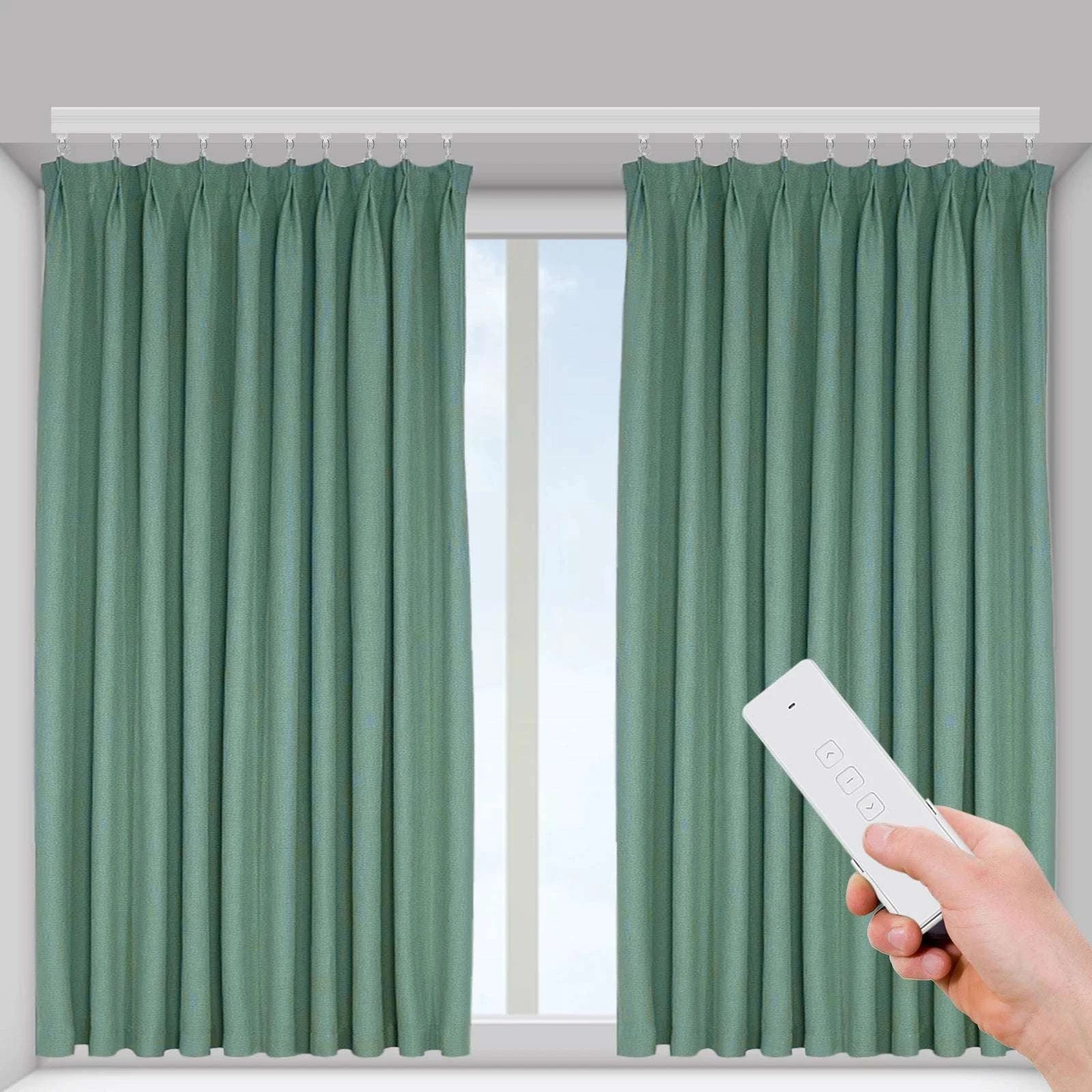 Smart Motorized Curtain Track with Remote, Timer & Quiet 13ft Rail-White / United States