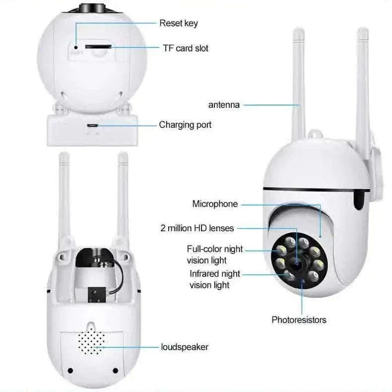 Smart Outdoor WiFi Security Camera 1080P Color Night Vision 2-Way Audio-EU Plug