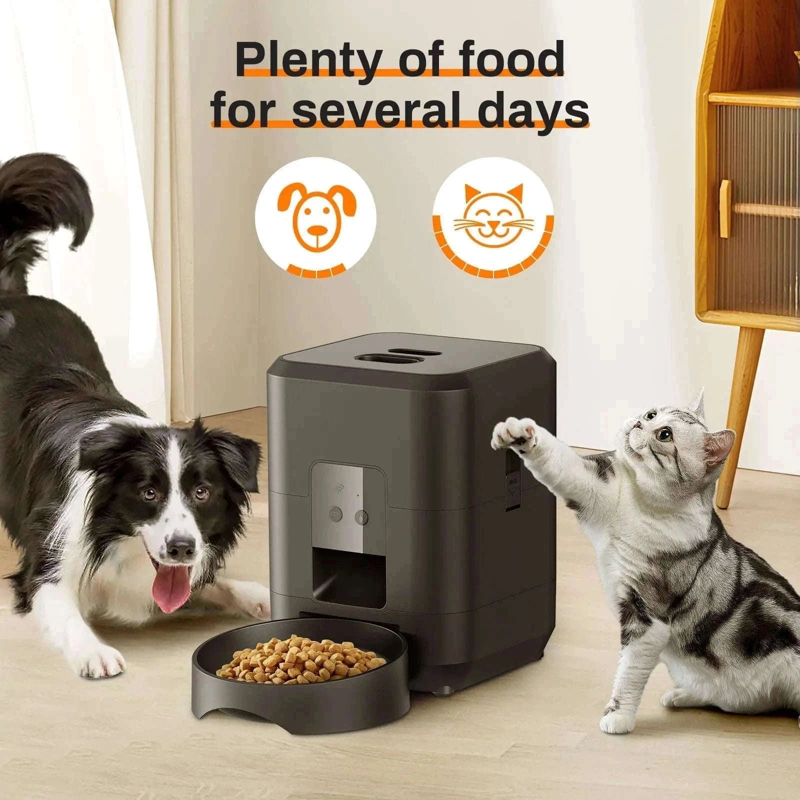Smart Pet Feeder Automatic Cat & Dog Food Dispenser-Black Button Feeder