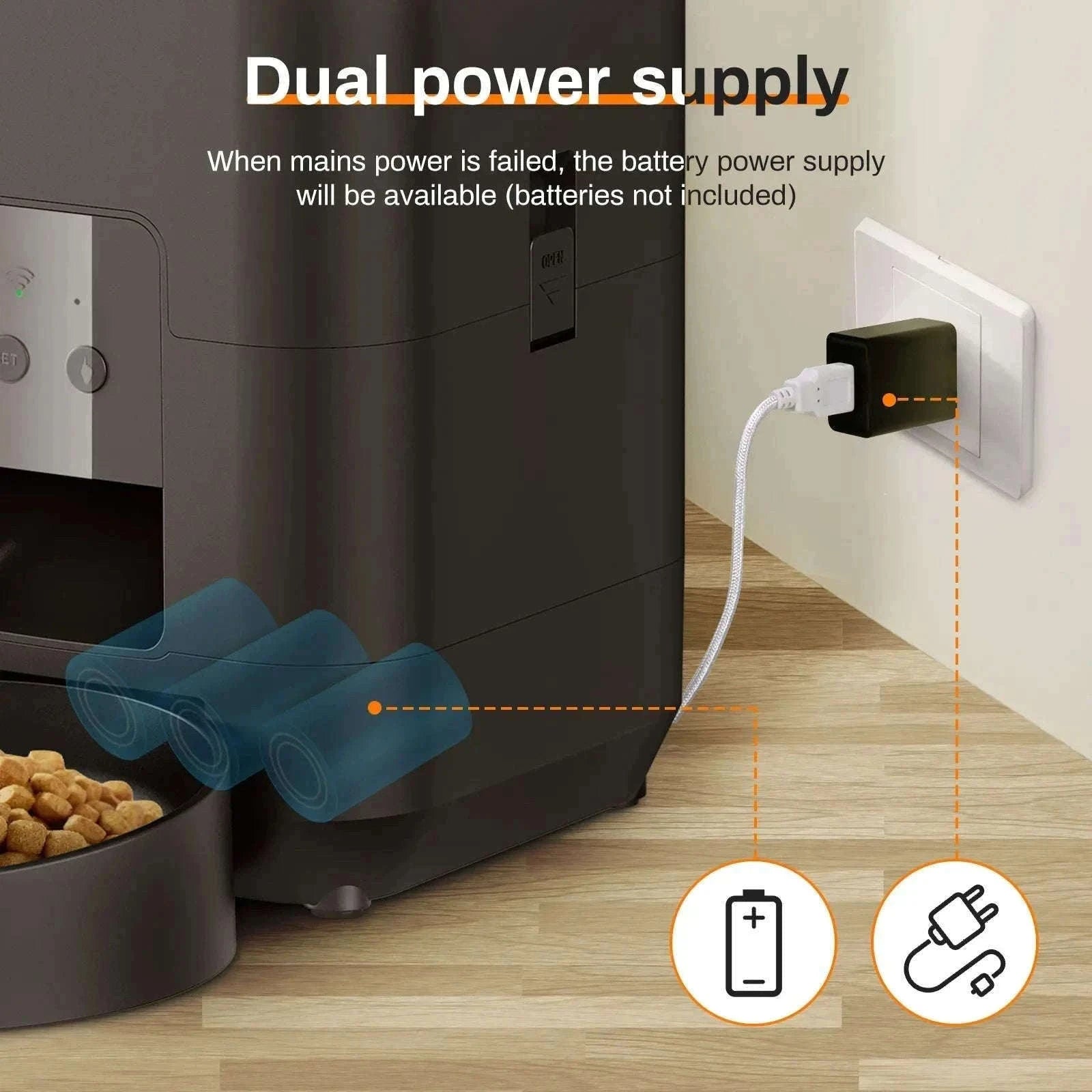 Smart Pet Feeder Automatic Cat & Dog Food Dispenser-Black Button Feeder
