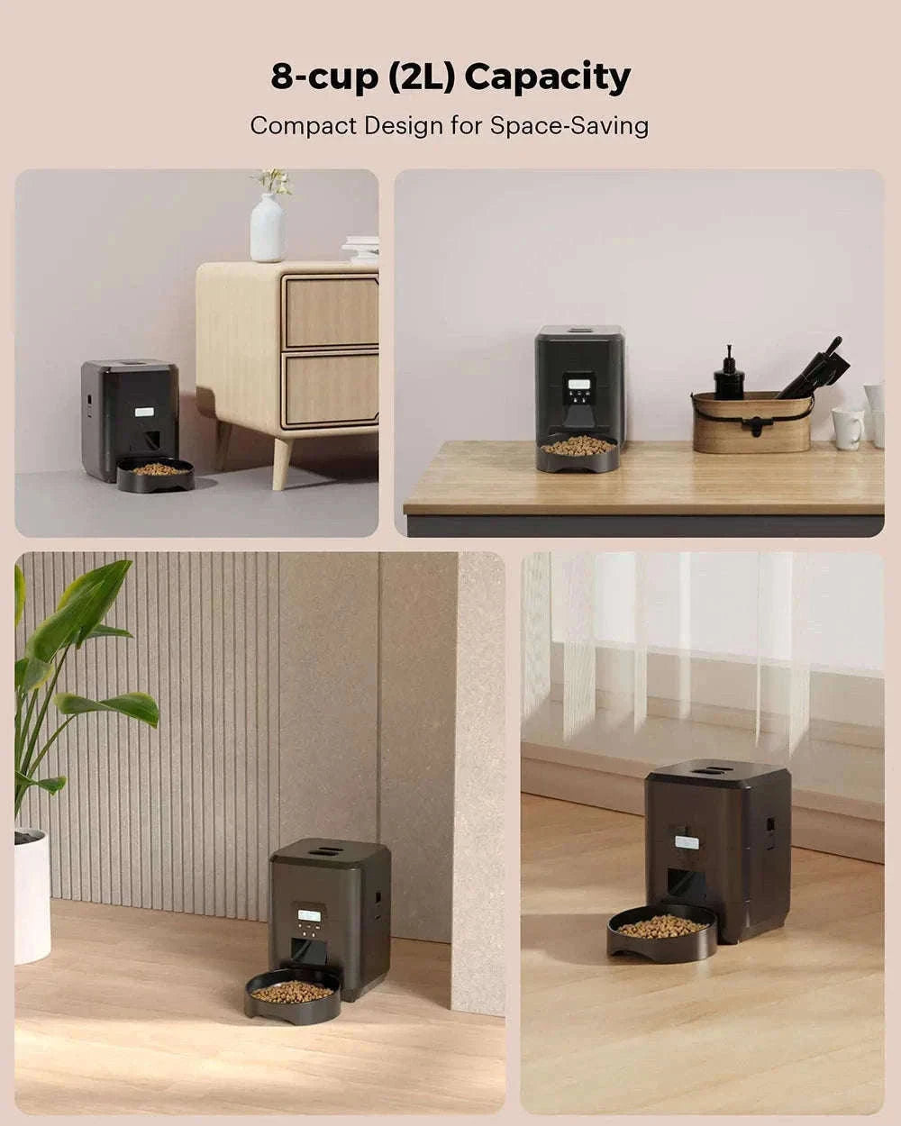 Smart Pet Feeder Automatic Cat & Dog Food Dispenser-Black Button Feeder