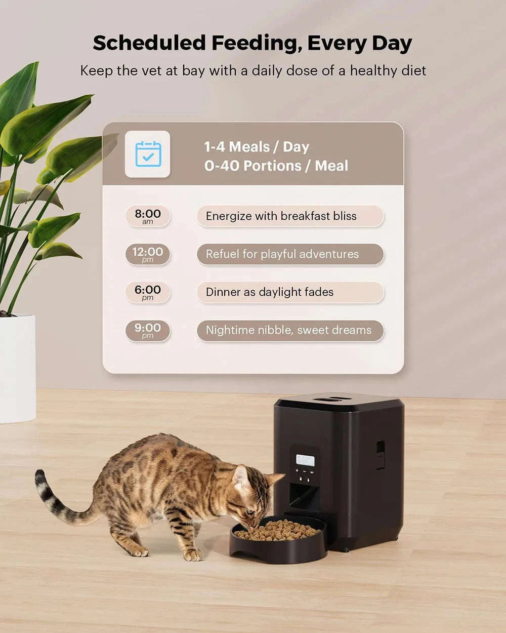 Smart Pet Feeder Automatic Cat & Dog Food Dispenser-Black Button Feeder