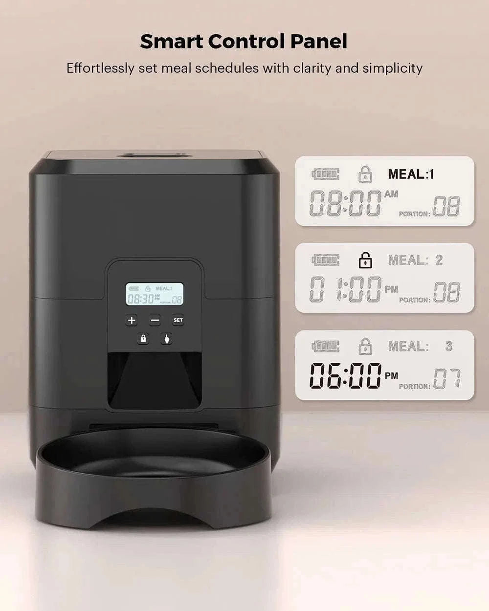 Smart Pet Feeder Automatic Cat & Dog Food Dispenser-Black Button Feeder