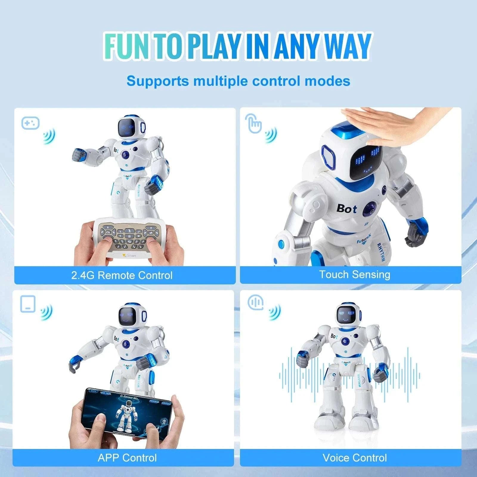 Smart RC Robot Toy with App Control, Voice Commands & Programming-White / CZECH REPUBLIC