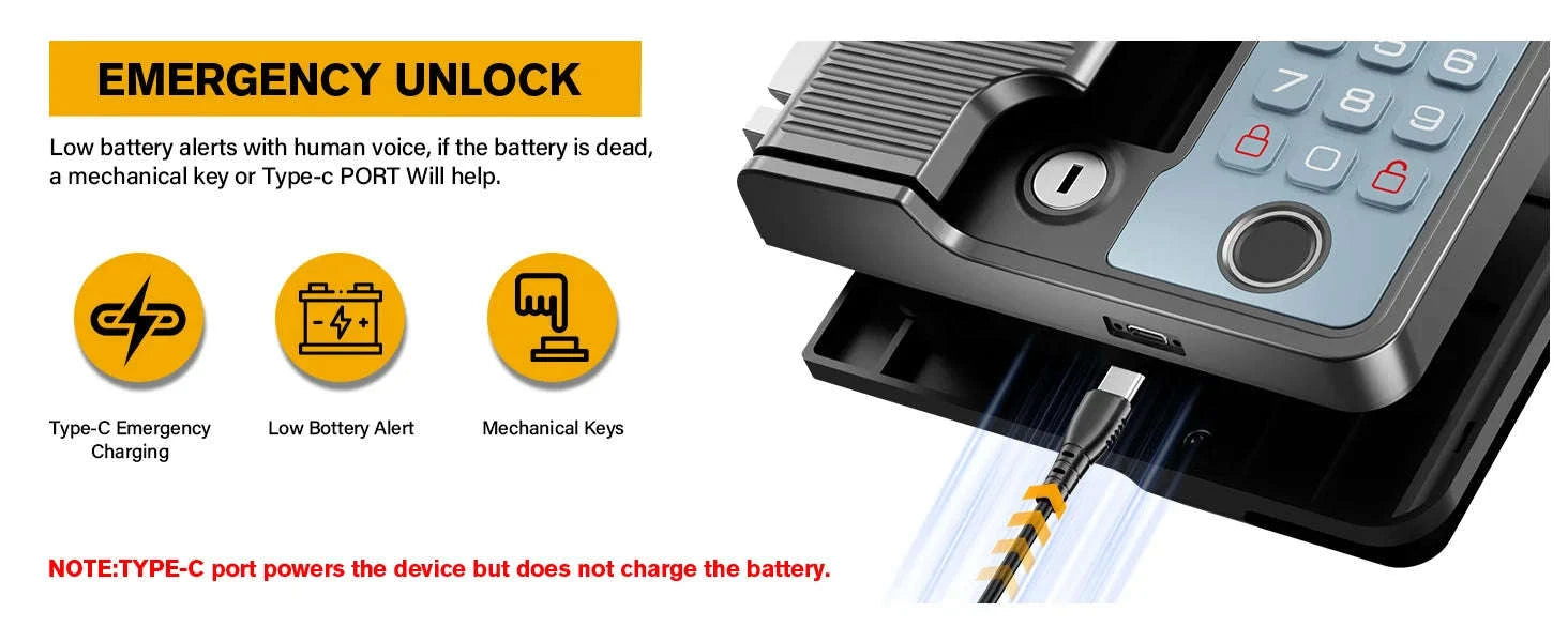Smart RV Door Lock with Fingerprint, Keypad Remote & Weatherproof Metal-Black / United States