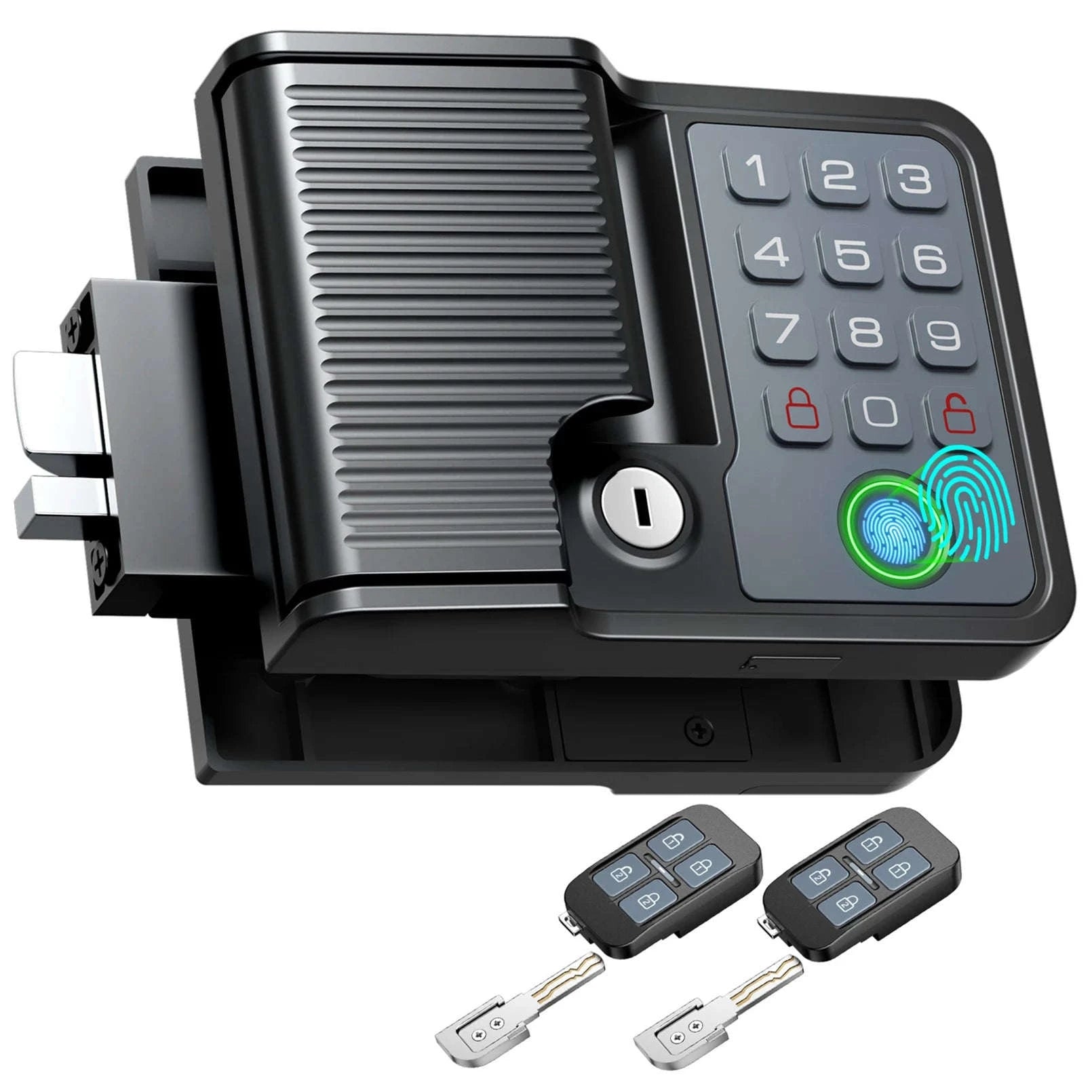 Smart RV Door Lock with Fingerprint, Keypad Remote & Weatherproof Metal-Black / United States