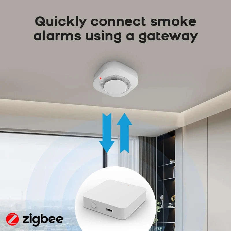 Smart Smoke Detector with App Alerts ZigBee or WiFi Fire Alarm Sensor-Zigbee Smoke Sensor