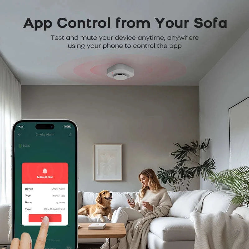 Smart Smoke Detector with App Alerts ZigBee or WiFi Fire Alarm Sensor-Zigbee Smoke Sensor